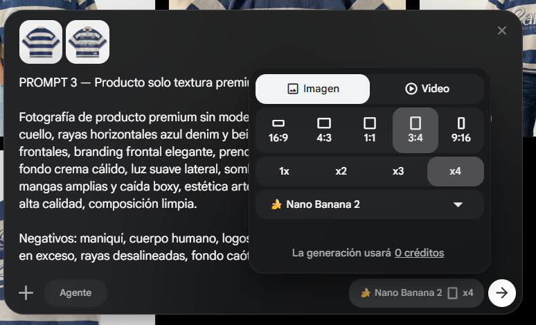Seleccionar formato 4:5 y cantidad x4 de fotos