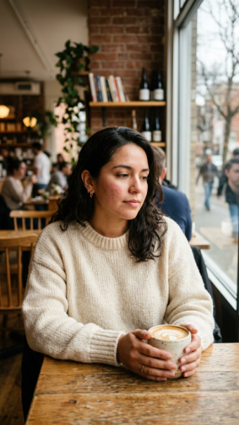 Coffee shop candid influencer